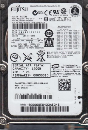MHW2120BJ G2 Fujitsu 120GB SATA 2.5 Inch Hard Drive